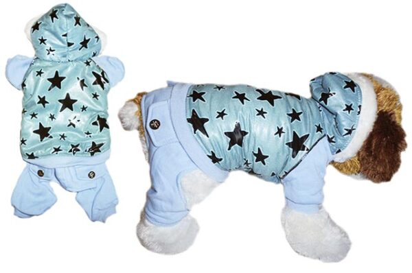 Jumpsuit with blue stars jacket length 33 cm