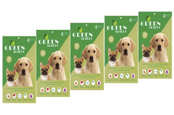 5 Pcs Green Shield Anti Parasitic Dog Collar