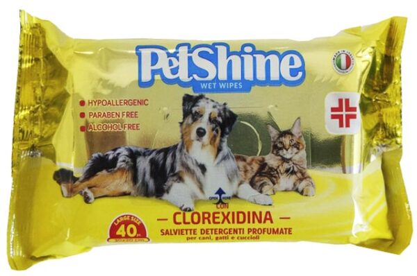 PetShine - Clorexidine cleaning wipes, 40 pieces