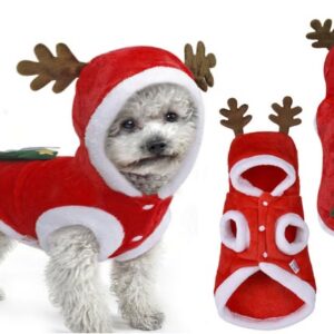 Santa Claus fleece dog clothes with hood