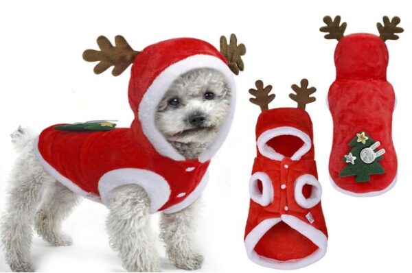 Santa Claus fleece dog clothes with hood