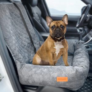 Sephyroth Dog Car Seat for Small/Medium Dogs Under 40LBS,Dog Car Bed Washable Pet Travel Safety Car Seat,Super Soft Safe Removable Pet Booster Seat,Fits for All Cars (Gray)