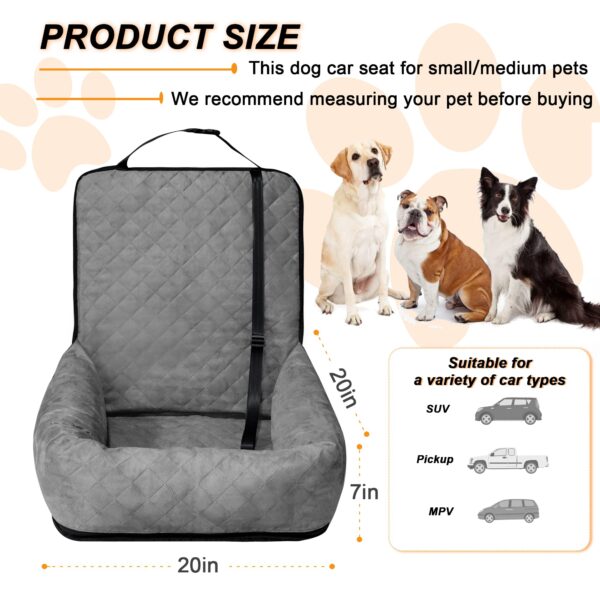 Sephyroth Dog Car Seat for Small/Medium Dogs Under 40LBS,Dog Car Bed Washable Pet Travel Safety Car Seat,Super Soft Safe Removable Pet Booster Seat,Fits for All Cars (Gray) - Image 3