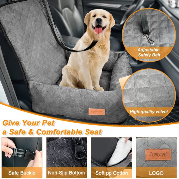 Sephyroth Dog Car Seat for Small/Medium Dogs Under 40LBS,Dog Car Bed Washable Pet Travel Safety Car Seat,Super Soft Safe Removable Pet Booster Seat,Fits for All Cars (Gray) - Image 4
