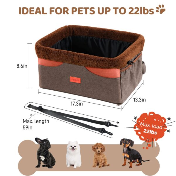 FUNNIU Dog Car Seat for Small Medium Dogs, Dog Booster Seat for Dogs, Washable Pet Car Seat with Thick Cushion 3 Large Storage Pockets and Safety Leash Load up to 22lbs - Image 5