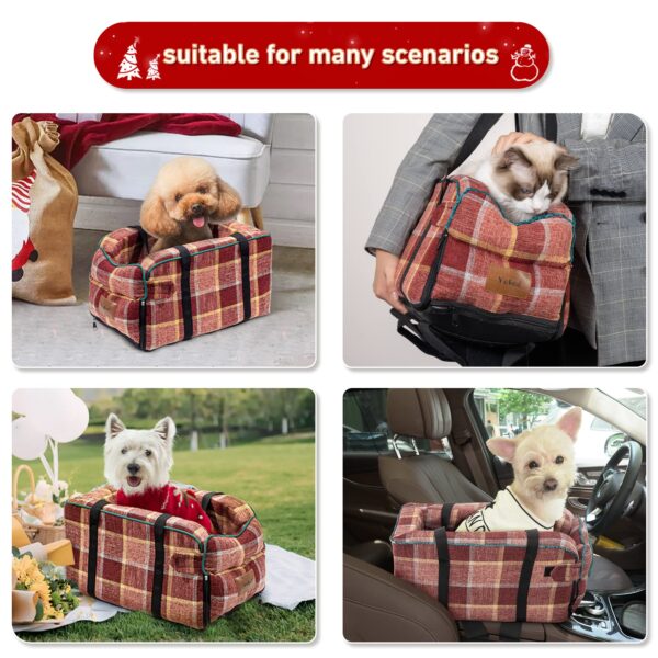 Yokee Dog Car Seat Dog Booster Car Seat Center Console Car Dog Seat Armrest Small Dog Car Travel Seat Safety Leash Washable and Durable Puppy Car Seat - Image 4