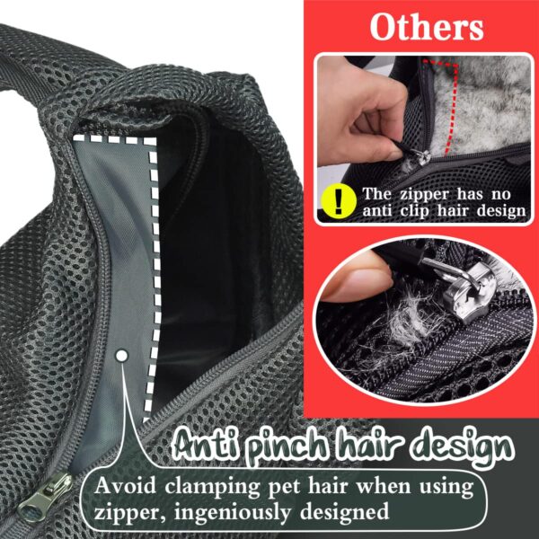 Dog Cat Sling Carrier, Adjustable Padded Shoulder Strap, with Mesh Pocket for Outdoor Travel (S - Up to 5 lbs, Coffee - Grey - Image 3