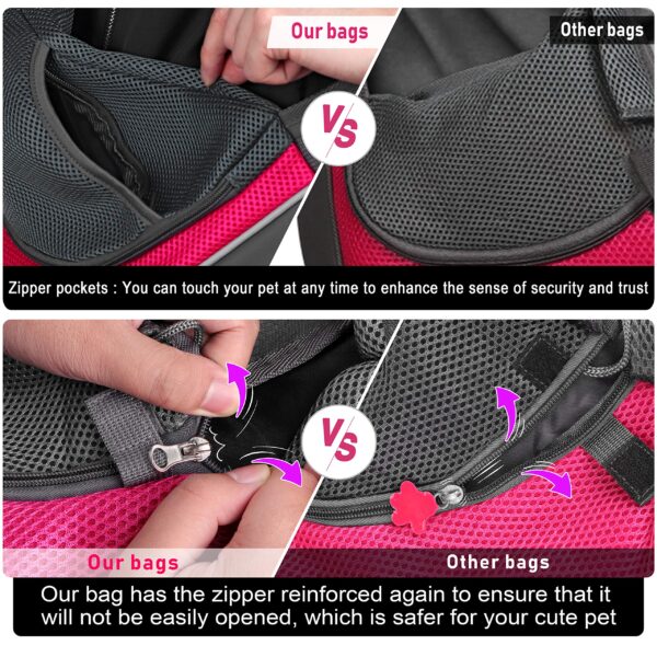 Pet Dog Sling Carrier Puppy Sling Bag Small Dogs Cats Carrier Adjustable Strap Mesh Hand Free Dog Satchel Carrier for Outdoor Travel (S (up to 5 lbs), Pink) - Image 5