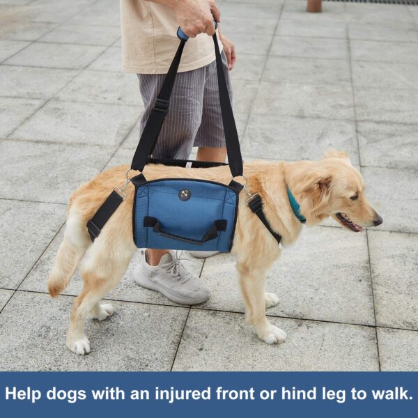 Dog Carry Sling, Emergency Backpack Pet Legs Support & Rehabilitation Dog Lift Harness for Nail Trimming, Dog Carrier for Senior Dogs Joint Injuries, Arthritis, Up and Down Stairs(2XL, Blue) - Image 5
