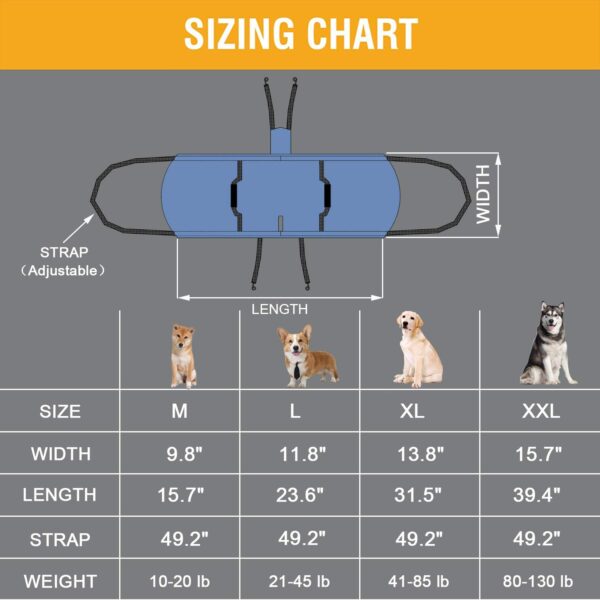 Dog Carry Sling, Emergency Backpack Pet Legs Support & Rehabilitation Dog Lift Harness for Nail Trimming, Dog Carrier for Senior Dogs Joint Injuries, Arthritis, Up and Down Stairs(2XL, Blue) - Image 7