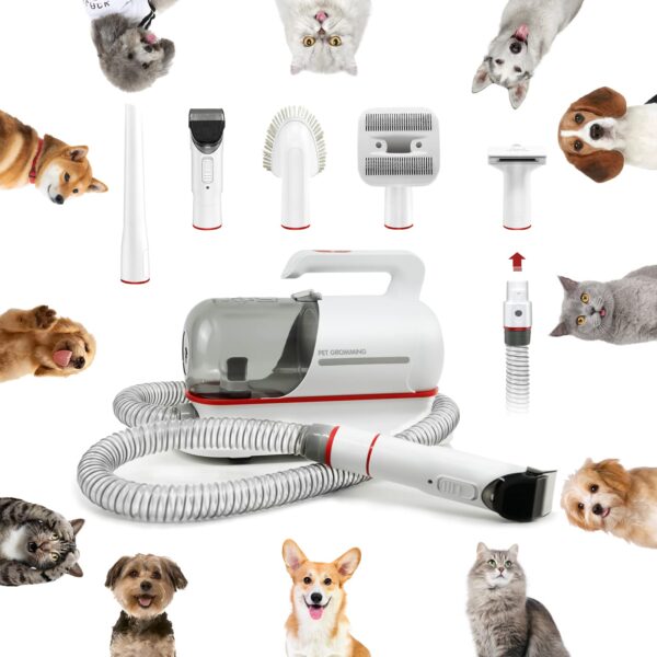 VipCare Pet Grooming Kit & Vacuum Suction - 5in1 Dogs & Cats Grooming Tools & Kits Included Grooming Brush, Cleaning Brush, Cleaning Nozzle, Deshedding Tool and Hair Clipper for Dogs Cats - Image 2