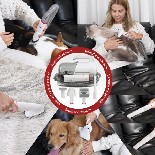 VipCare Pet Grooming Kit & Vacuum Suction - 5in1 Dogs & Cats Grooming Tools & Kits Included Grooming Brush, Cleaning Brush, Cleaning Nozzle, Deshedding Tool and Hair Clipper for Dogs Cats - Image 4