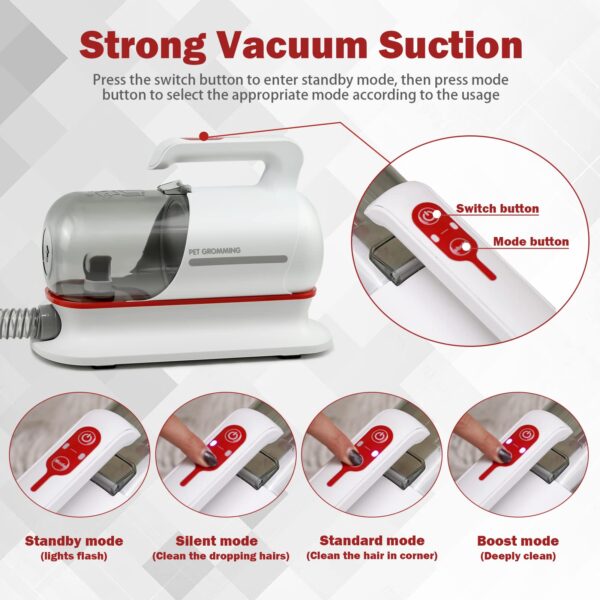 VipCare Pet Grooming Kit & Vacuum Suction - 5in1 Dogs & Cats Grooming Tools & Kits Included Grooming Brush, Cleaning Brush, Cleaning Nozzle, Deshedding Tool and Hair Clipper for Dogs Cats - Image 5