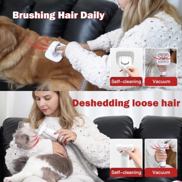 VipCare Pet Grooming Kit & Vacuum Suction - 5in1 Dogs & Cats Grooming Tools & Kits Included Grooming Brush, Cleaning Brush, Cleaning Nozzle, Deshedding Tool and Hair Clipper for Dogs Cats - Image 6